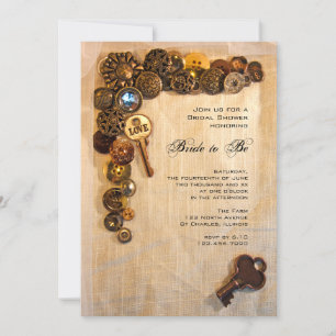 Boutons Rustiques Invitation à la douche nuptiale