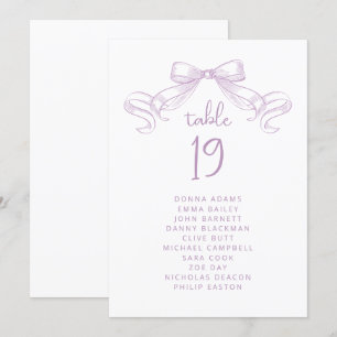 Bow à croquis romantique Carte Lilac Seating Cha