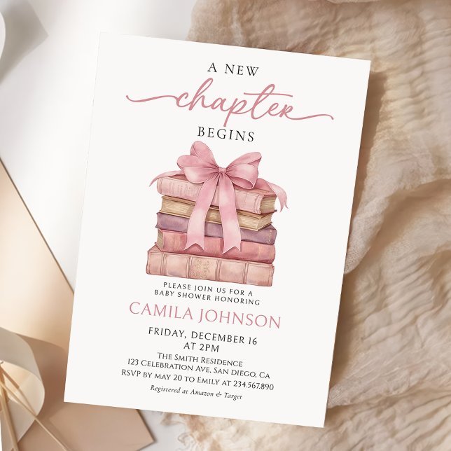 Bow A New Chapter Books Baby Shower Invitation (Créateur téléchargé)