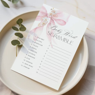 Bow Baby mot Scramble Floral baby shower jeu