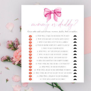 Bow baby shower maman ou papa jeu de baby shower