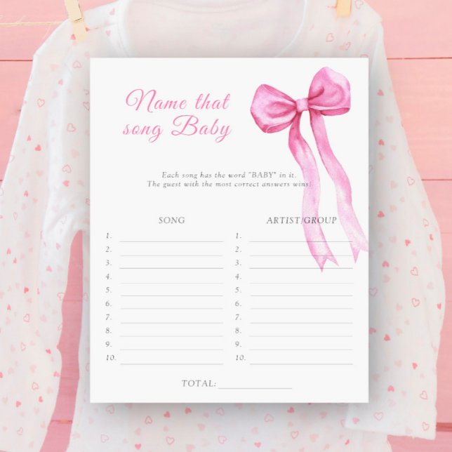 Bow baby shower Nom de cette chanson jeu bébé (Créateur téléchargé)