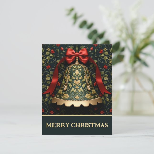 Bow Bell And Vines - Carte de Noël (Debout devant)