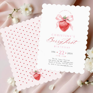 Bow Berry Invitation pour le premier anniversaire