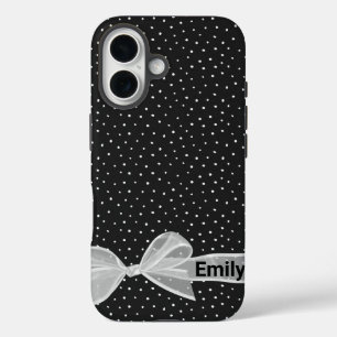 Bow blanc avec nom sur Dots iPhone / coque ipad