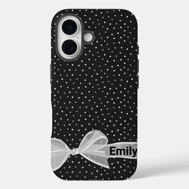 Bow blanc avec nom sur Dots iPhone / coque ipad (Verso)