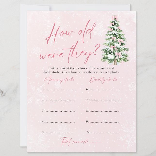 Bow Christmas How Old Were They Game Baby Shower (Devant)