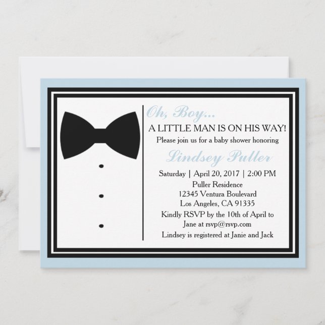 Bow Cravate Oh Boy Baby shower Invitation (Devant)