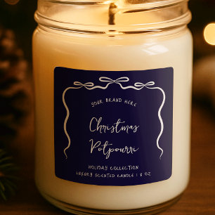 Bow de ruban produit de Noël Jar Étiquette Marine