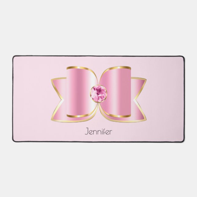 Bow en verre rose avec pierre centrale (Recto)