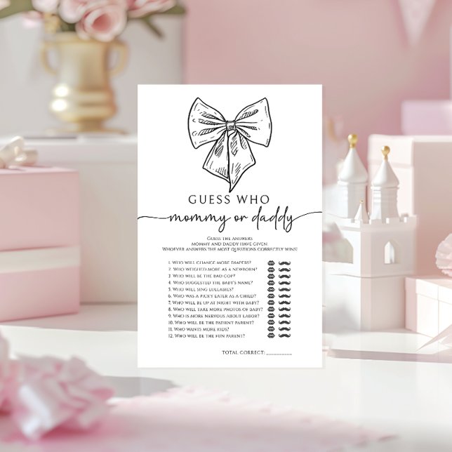 Bow Guess Who maman ou papa bébé fille douche Jeu (Créateur téléchargé)