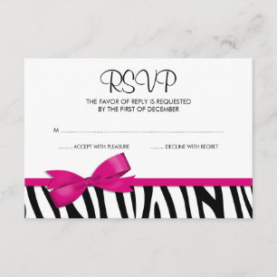 Bow imprimé rose chaud Zebra RSVP