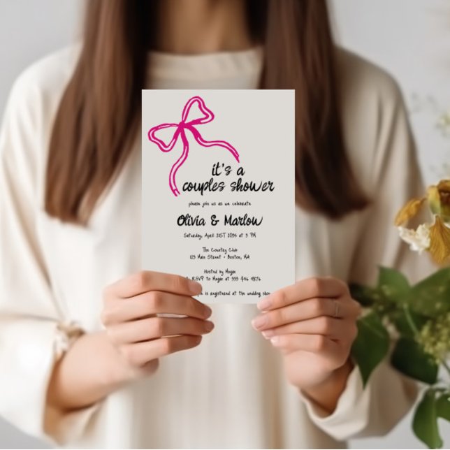 Bow manuscrit Couple douche invitation (Créateur téléchargé)