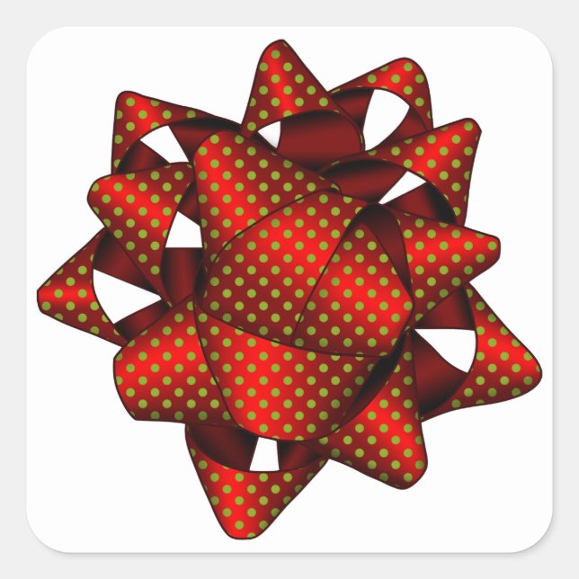 Bow pointillé rouge, Stickers Carré, brillant (Devant)