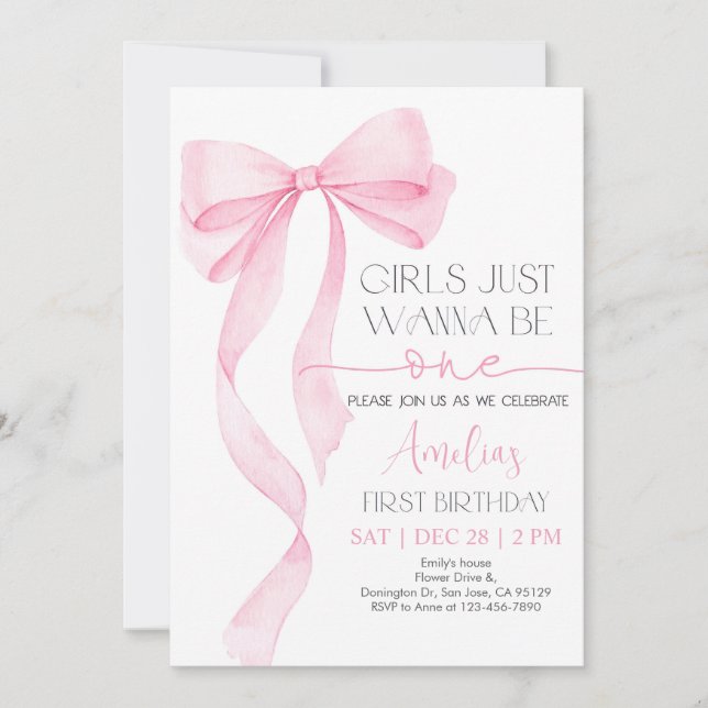 Bow rose Anniversaire Invitation Soft Pastel Ribb  (Devant)