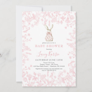 Bow rose Chinoiserie bunny baby shower Invitation