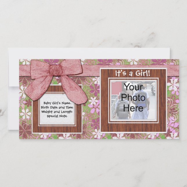 Bow rose et Carte photo personnalisé Flower (Devant)