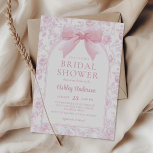 Bow rose Floral Toile nuptiale Douche Invitation