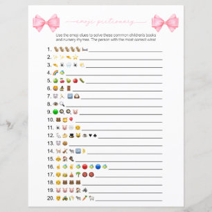 Bow rose moderne Emoji Books Baby shower Jeu