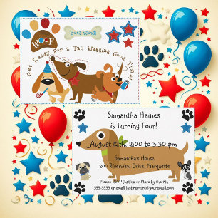 Bow Wow chien Invitation d'anniversaire