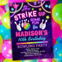 Bowling Anniversaire de fête Invitation pour les f