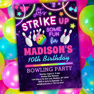 Bowling Anniversaire de fête Invitation pour les f