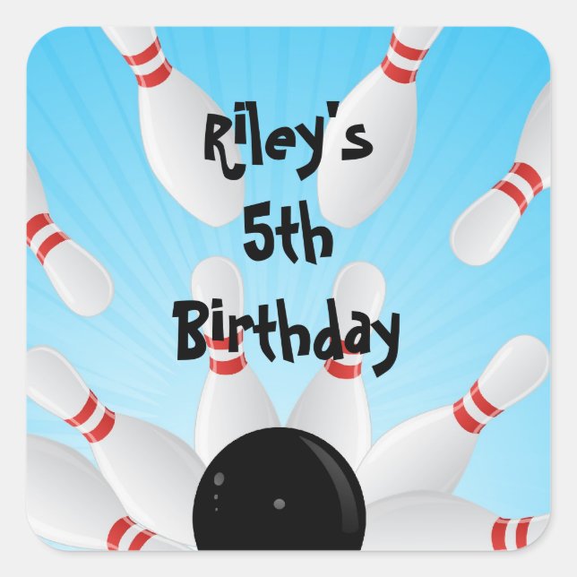 Bowling Anniversaire Fête Favoriser les Étiquettes (Devant)