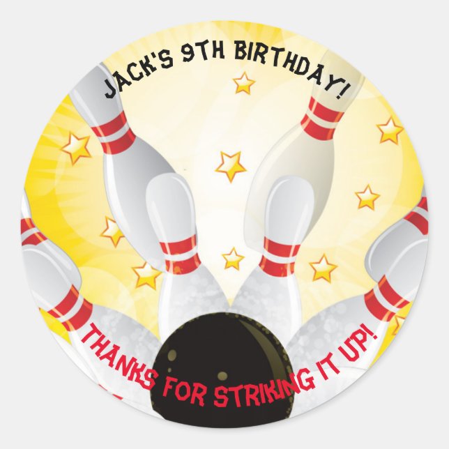 Bowling Anniversaire Fête Favoriser Stickers (Devant)