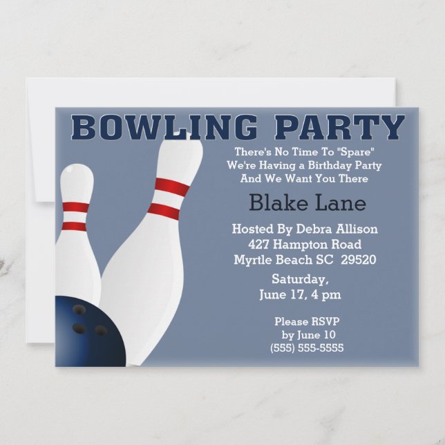 Bowling Anniversaire Fête Invitation (Devant)