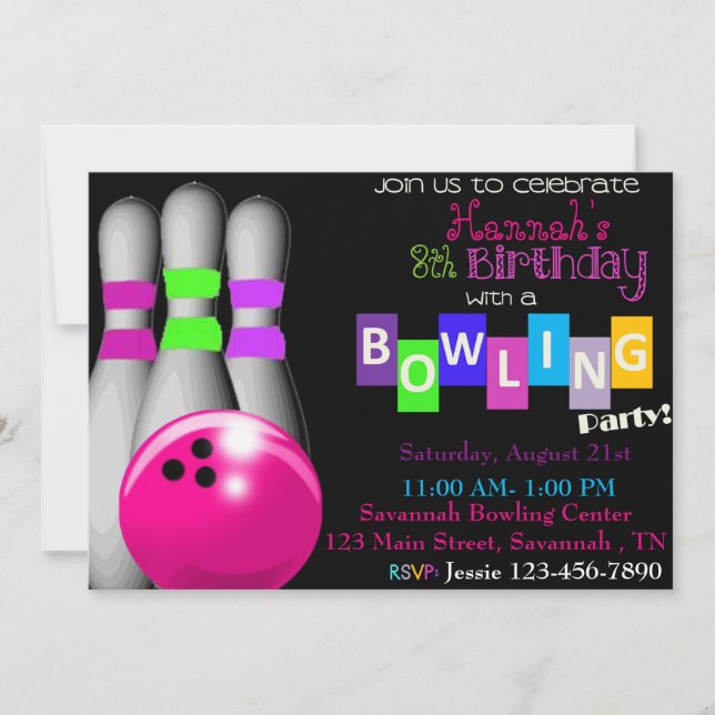 Bowling Anniversaire Fête Invitation (Devant)