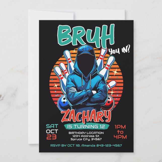 Bowling Anniversaire Fête Invitation (Devant)