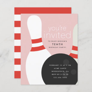 Bowling Anniversaire Fête Invitation