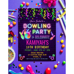 Bowling Anniversaire Fête Invitation