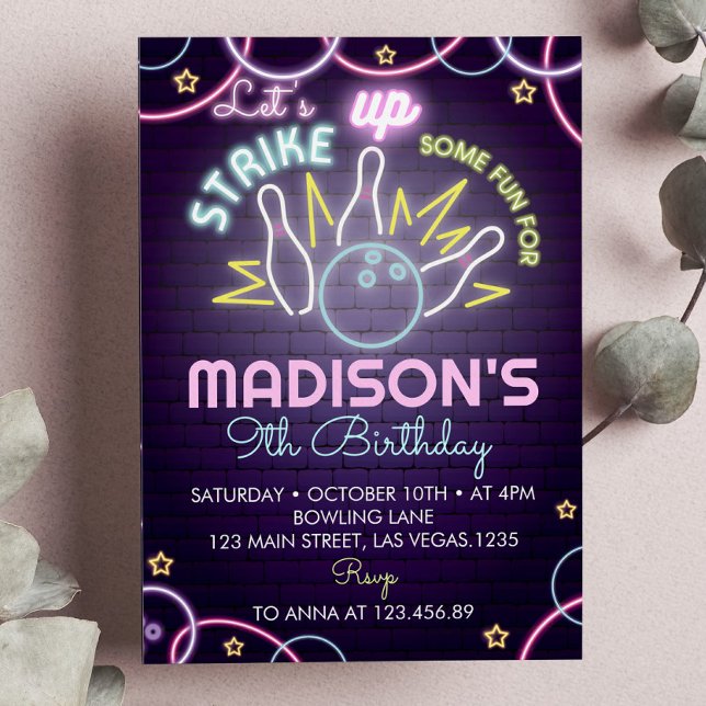Bowling Anniversaire Fête Invitation Grève (Créateur téléchargé)