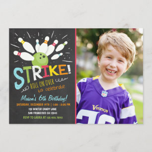 Bowling Anniversaire Invitation Blue Orange Boy