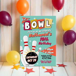 Bowling anniversaire invitation fête Retro