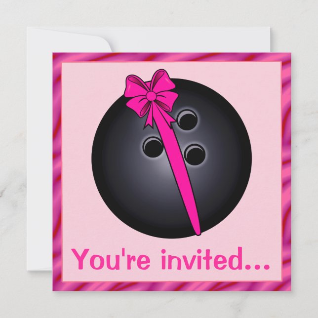 Bowling Ball avec Bow Invitation d'anniversaire (Devant)
