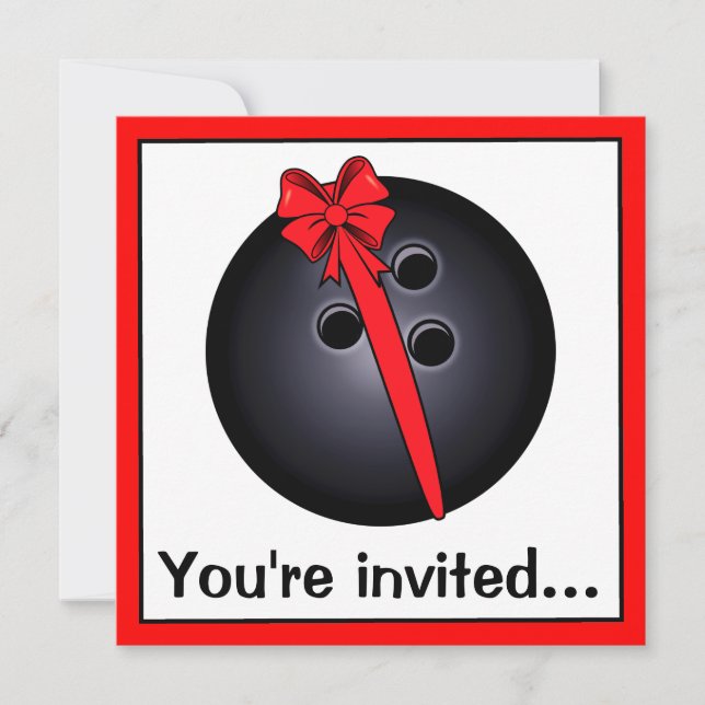 Bowling Ball avec Bow Invitation d'anniversaire (Devant)