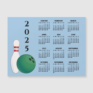 Bowling Ball Pin 2025 Calendrier Carte magnétique