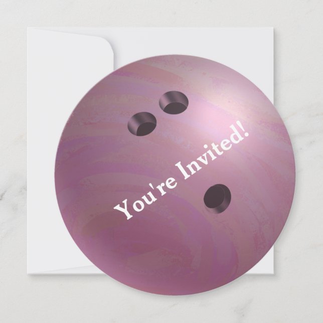 Bowling Ball Pink Party Invitation (Devant)