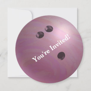 Bowling Ball Pink Party Invitation