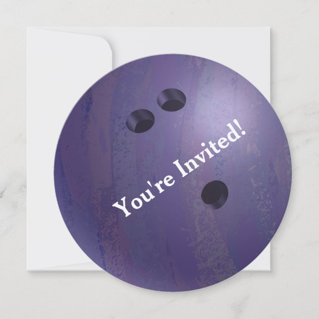 Bowling Ball Purple Party Invitation (Devant)