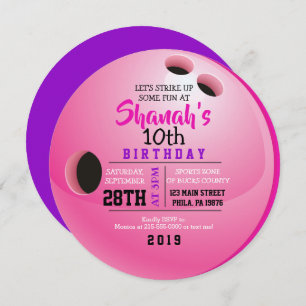 BOWLING BALL ROUND Anniversaire Fête Invitation