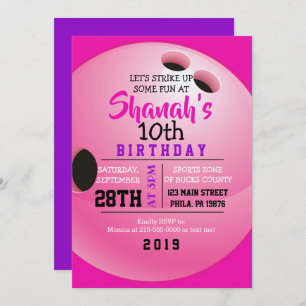 BOWLING BALL ROUND Anniversaire Fête Invitation