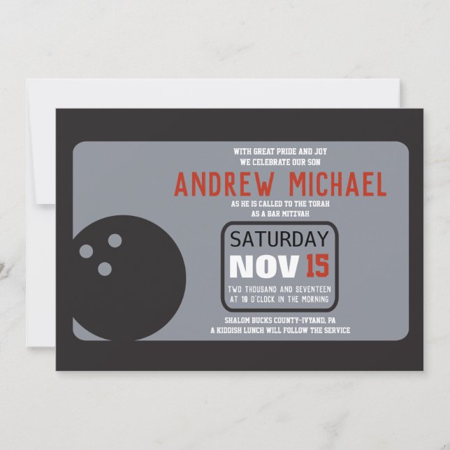 BOWLING Bar Mitzvah Invitation (Devant)