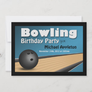 Bowling - Bleu Anniversaire Invitations