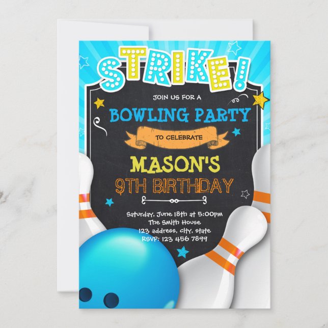 Bowling bowling soirée invitation (Devant)