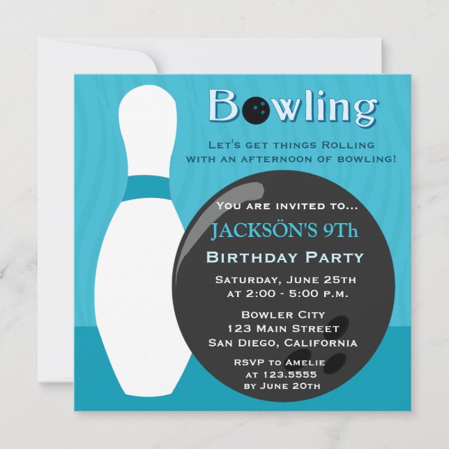 Bowling Boy Anniversaire Fête Invitation (Devant)