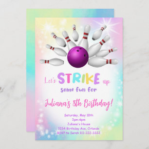Bowling coloré Invitation Anniversaire