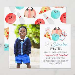 Bowling enfant anniversaire photo Invitation